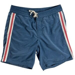 Faherty Brand Board‎ Shorts 32 Blue Stripe Swim Trunks Drawstring Stretch Surf